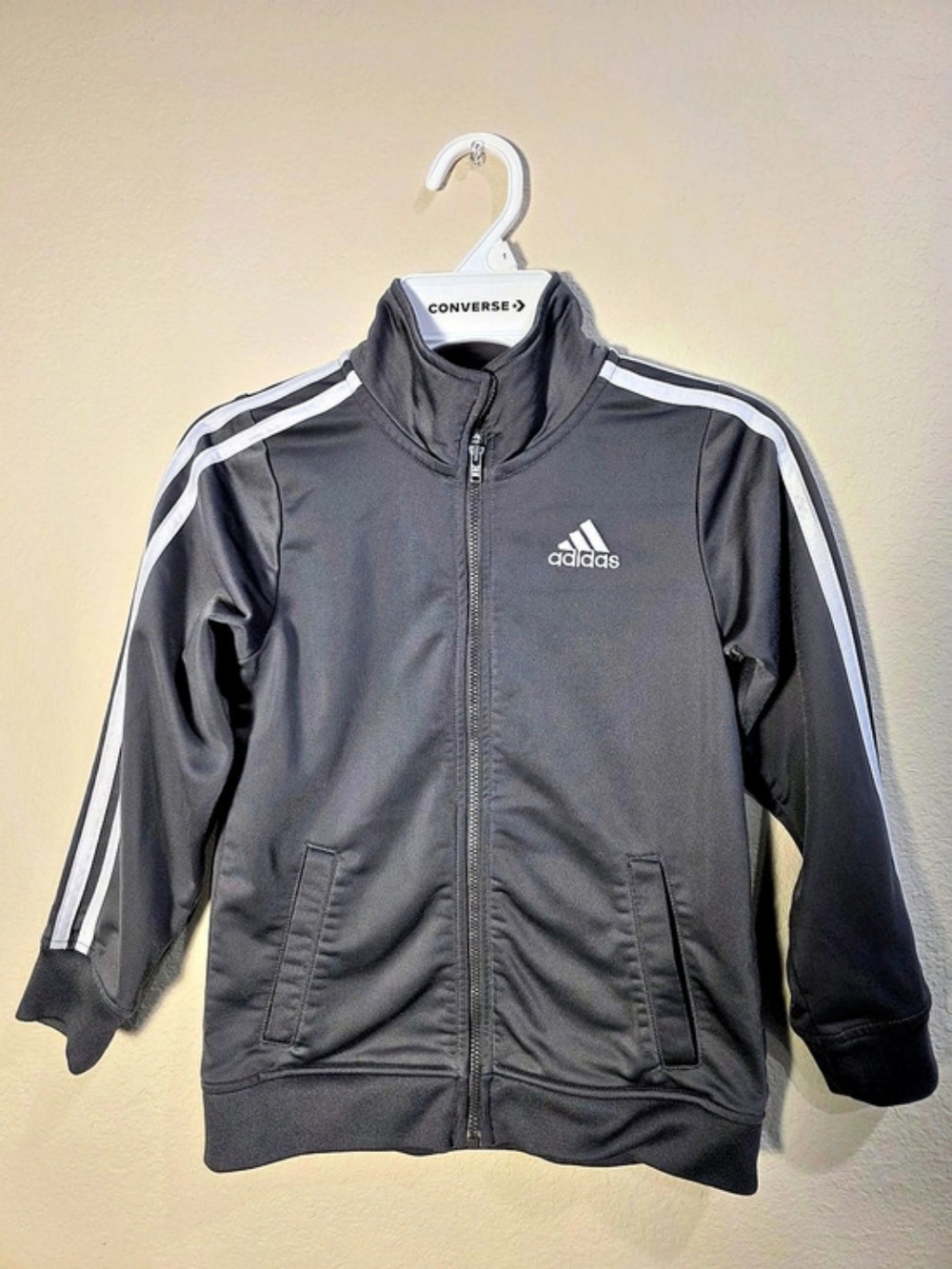 adidas Kids 3-Stripes Tricot Track Jacket Boys 6 Black & White